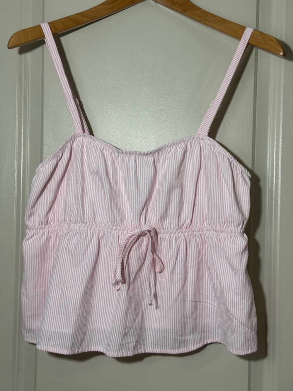 Pacsun “Your Favorite” Pink Striped Babydoll Tank Adjustable Straps Size Medium